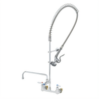 T&S Brass EasyInstall 8-Inch Wall Mount Pre-Rinse Unit with Add-On Faucet, 12-Inch Swing Nozzle, and 1.15 GPM Spray Valve