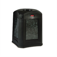 Rubbermaid Landmark Series POP Funnel Top 35-Gallon Square Trash Can with Panel Frame and Rigid Liner