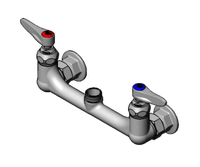 T&S Brass B-0330-LN Wall-Mount Pre-Rinse Mixing Faucet Body, Less Nozzle, 8-Inch Adjustable Centers