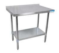 BK Resources 60 x 30 Inch 18/430 Stainless Steel Work Table with 1-1/2 Inch Rear Riser and Adjustable Undershelf