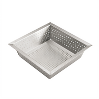 Winco Stainless Steel 10 x 10 Inch Perforated Floor Drain Strainer with Flanged Top Rim