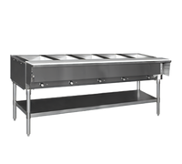 Eagle Group 79-Inch Natural Gas Hot Food Table with 5 Dry Wells, Open Base, and Cutting Board