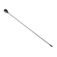 Barfly Classic One-Piece 19-5/8 Inch Gun Metal Black Bar Spoon with Weighted Teardrop End