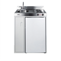 Summit 30-Inch White All-in-One Kitchenette with 2-Burner Coil Cooktop, Sink, Refrigerator-Freezer and Storage Cabinet