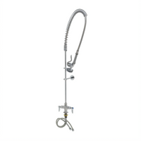 EasyInstall Single-Hole Deck-Mount Pre-Rinse Unit with Spring Gooseneck, 44-Inch Hose, and 1.42 GPM Spray Valve