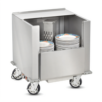 FWE Heated Dish Storage Cart / Queen Mary Banquet Cart, 120-200 11-Inch Plate Capacity, Stainless Steel