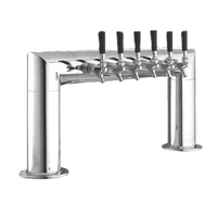 Perlick 4008-6B Pass-Thru Glycol-Cooled Countertop Beer Tower — 2-Column, 6-Faucet, Polished Chrome
