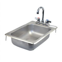 BK Resources One-Compartment Drop-In Sink with Lead-Free Faucet and Basket Drain, 10 x 14 Inch Bowl