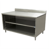 BK Resources Stainless Steel Chef Table with Open Front Cabinet Base and 5-Inch Riser, 48 x 24 x 39-3/4 Inches