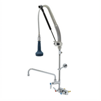 EverSteel Wall-Mount Workboard Pull-Down Pre-Rinse Unit with Add-On Faucet, 12-Inch Swing Nozzle, 4-Inch Centers