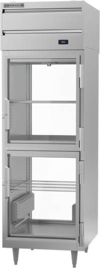 Beverage-Air P Series One-Section Pass-Thru Pizza Holding Cabinet with 4 Half-Height Glass Doors, 21.5 Cu. Ft.