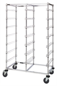 Quantum Mobile Double-Bay Bin Cart with 14 Bin Levels, Chrome-Plated Finish