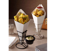 American Metalcraft Square Stainless Steel Fry Cone Holder, 2 1/2-Inch Top