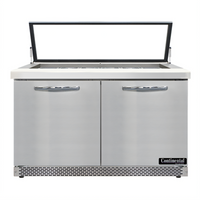 Continental Refrigerator SW48N18M-HGL-FB Mighty Top 48-Inch 2-Section Sandwich Prep Refrigerator with Hinged Glass Lid