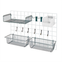 Quantum Store Grid Accessory Pack with Baskets, Shelf, Hooks, Bin Holder and Clear Bin