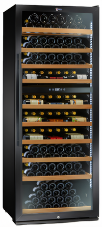Omcan Vinovero 290-Bottle Commercial Dual Zone Wine Cooler with Locking Black Framed Glass Door