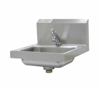 Advance Tabco Wall Mounted HACCP-Compliant Hand Sink with Slow Self-Closing Metering Faucet, 14 x 10 x 5-Inch Bowl