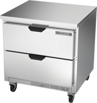 Beverage Air 32-Inch One-Section Two-Drawer Worktop Refrigerator, 7.2 Cu. Ft., Flat Top, Rear-Mounted Self-Contained R290