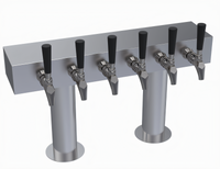 Krowne Double T-Head 6-Faucet Glycol-Cooled Beer Tower with 24-Inch Box, Brushed Stainless Steel