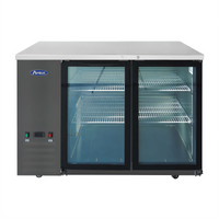 Atosa 48-Inch Shallow Depth 2-Section Back Bar Cooler with 2 Glass Doors, Self-Contained Side-Mount Refrigeration