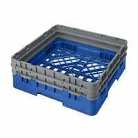 Cambro Camrack® Full Size Blue Polypropylene Base Dishwasher Rack with 2 Soft Gray Extenders, 1 Compartment