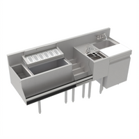 Krowne Royal Series 74-Inch Stainless Steel Underbar Workstation with Elixir Well, Ice Bin, Liquor, Tool Caddy, and Dump Sink