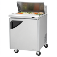 Turbo Air Super Deluxe 27.5-Inch Wide Sandwich/Salad Prep Table, 1 Door, 8-Pan Opening, Rear-Mounted Self-Contained Refrigeration