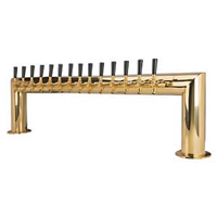 Pass-Thru Glycol-Cooled Countertop Draft Beer Tower with 14 Faucets, PVD Brass Finish