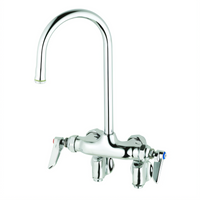 Splash-Mounted Rigid Gooseneck Faucet, 4-Inch Centers, 1/2-Inch IPS Female Inlet