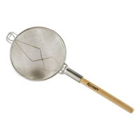 Admiral Craft 12-Inch Tinned Steel Double Mesh Strainer with Reinforced Bowl, Pan Hooks, and Rod Handle