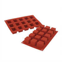 Silikomart Siliconflex 15-Cavity Cube Silicone Baking Mold, Red