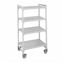 Cambro Camshelving Premium Solid High Density Mobile Starter Unit, 24 x 36 x 67-1/4 Inches, 4-Shelf, Speckled Gray