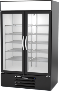 Beverage-Air MarketMax IQ Two-Section Reach-In Glass Door Freezer Merchandiser, 44 Cu. Ft., Bottom-Mounted Refrigeration, Black