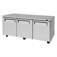 Turbo Air M3 Series Three-Section Undercounter Refrigerator, 72 5/8-Inch Wide, Rear-Mount Self-Contained, R-290