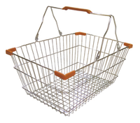 Omcan Chrome Shopping Hand Basket with Plastic-Coated Steel Handles, 50 lb Capacity