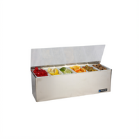 EZ-Chill 18-Inch Wide 6-Compartment Chillable Stainless Steel Garnish Center