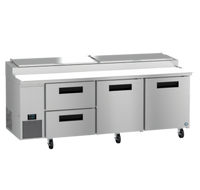 Hoshizaki Steelheart PR93B-D2 93-Inch Three-Section Pizza Prep Table with 2 Doors and 2 Drawers