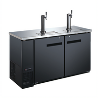 Omcan 61-Inch Wide Two-Section Draft Beer Cooler/Kegerator with 2 Dispensers and 3 Half-Barrel Keg Capacity