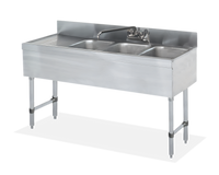 48-Inch Three-Compartment Stainless Steel Underbar Sink with Left Drainboard and 3-Inch Backsplash