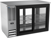 Beverage-Air Two-Section Refrigerated Pass-Thru Back Bar Refrigerator, 48-Inch Shallow Depth, Sliding Glass Doors