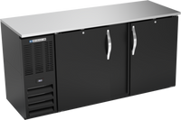 Beverage-Air 68-Inch Two-Section Shallow-Depth Back Bar Refrigerator with Solid Doors and Stainless Steel Top