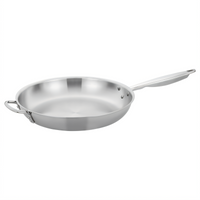 Winco Tri-Gen 14-Inch Round Induction-Ready Tri-Ply Stainless Steel Fry Pan with Helper Handle
