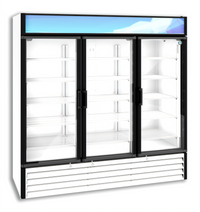 Hoshizaki RM-65-HC-WHT Three-Section Reach-In Glass Door Refrigerated Merchandiser, 56.04 Cu. Ft., White