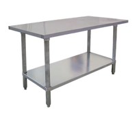 Standard Series 30 x 30 Inch Square Stainless Steel Flat Top Work Table with Galvanized Undershelf