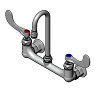 Wall Mount Mixing Faucet with 8-Inch Adjustable Centers and Swivel Gooseneck