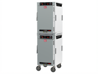 Metro HotBlox Narrow 16-Pan Dual Cavity Mobile Heated Holding Cabinet, Analog, Solid Doors