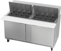 Beverage-Air SPE60HC-24M Two-Section Mega Top Sandwich Prep Table, 60-Inch, 24-Pan Capacity