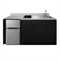 Summit Appliance 72 Inch ADA All-In-One Kitchenette with Sink, 2-Burner Electric Cooktop, and 3.2 Cu. Ft. Refrigerator-Freezer