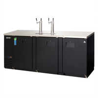 Everest Refrigeration EBD4-24 Three-Section Direct Draw Keg Refrigerator with 2 Draft Towers, 89-1/4 Inch Wide, 28 Cu. Ft., Black Vinyl Exterior