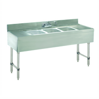 Advance Tabco Underbar Basics 84-Inch 3-Compartment Stainless Steel Underbar Sink Unit with Left and Right Drainboards and Faucet